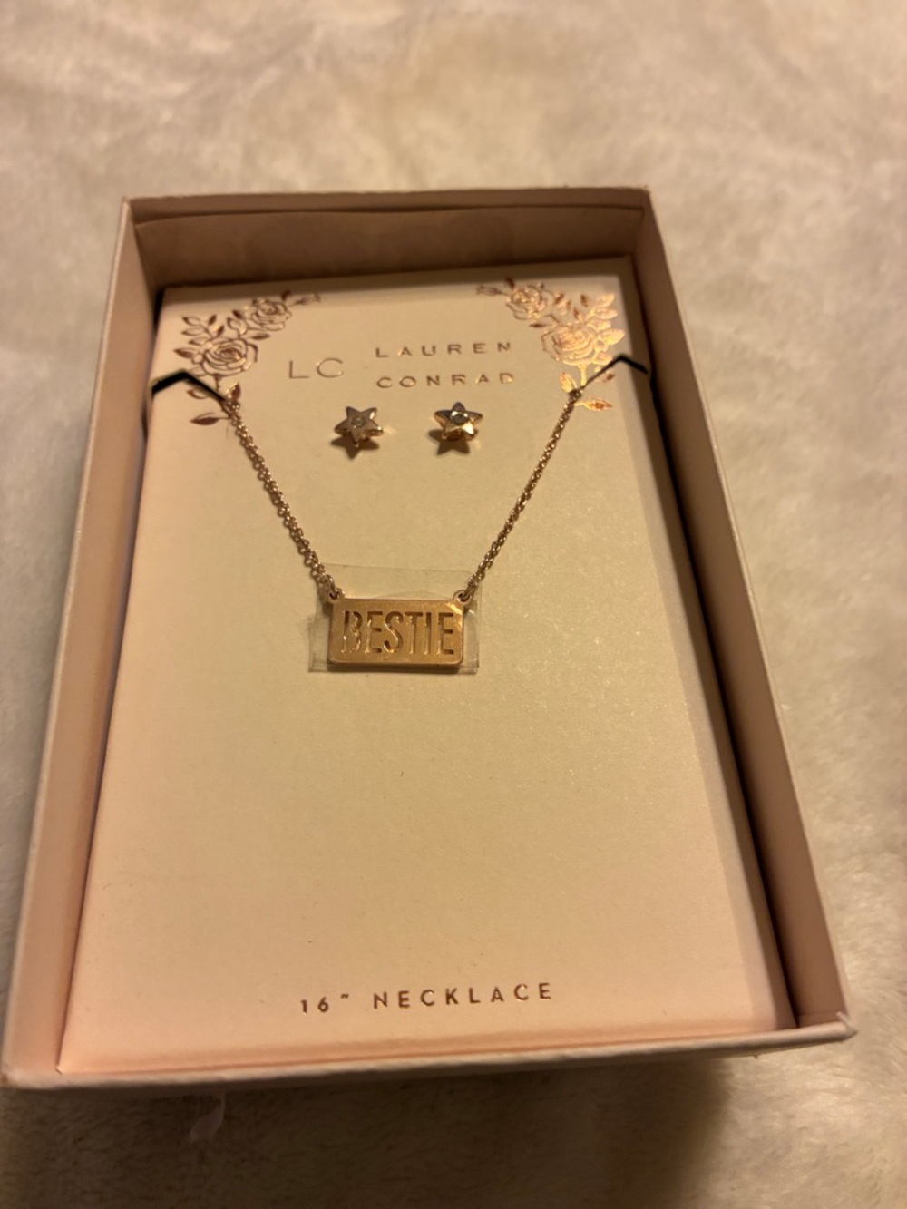 BOGO FREE-LC Lauren Conrad Rose Gold-Tone Bestie Gift Set-Necklace &Earrings-NWT